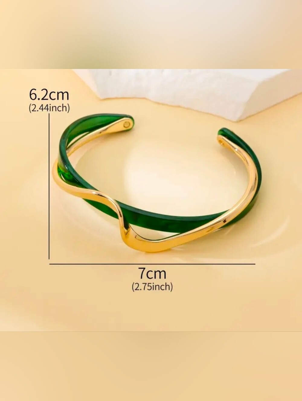 Green and Gold Wave Bracelet - Picture 3 of 3